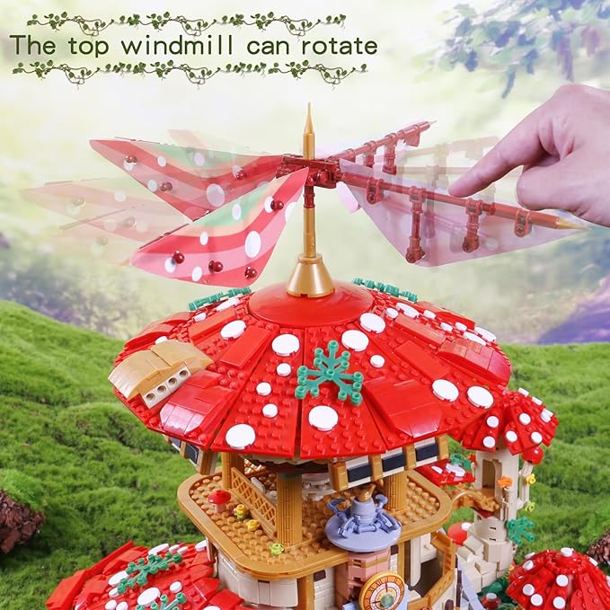 2763PCS Mushroom House Building BlocksCreative Ideals Ganoderma Hotel Building Blocks Perfect Choice for 6+ Boys Girls or Adults