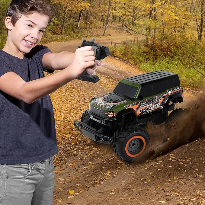 NKOK Realtree: RTR RC - Ford Bronco Raptor - Green-Orange-Camo - 2.4 Ghz High Performance for Donuts &amp Wheelies Turbo Boost Radio Controlled Vehicle