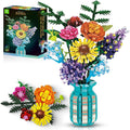 Flowers Bouquet Toys Building Blocks Set with Vase Roses Sunflower Hyacinth Hydrangea Artificial Plants for Adults Teen Girls Home Office Decor- 1853pcs