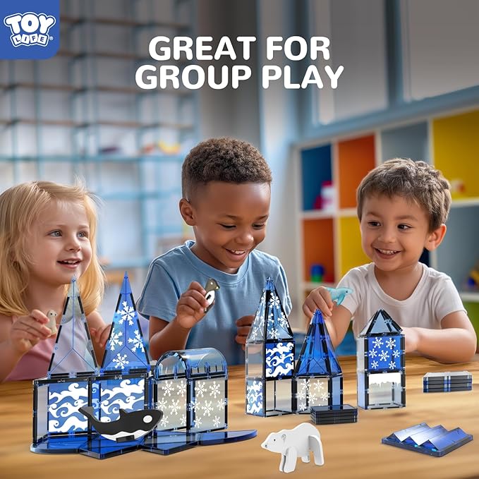 TOY Life Magnetic Tiles for Kids Ages 4-8 Magnetic Toys for Toddlers 3+ Magnet Tile Building Toy for Kids Ages 3-5 Magnet Building Tiles Toddlers Preschool (56 pcs)