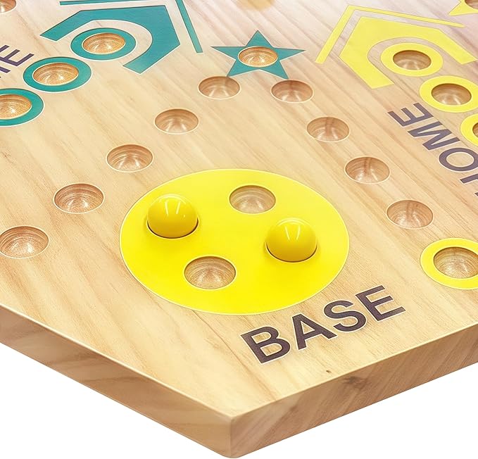 Wooden Board Game Board Game Original Marble Game Double Sided Painted 2 to 6 Player Fast Track Wooden with 6 Colors 24 Marbles 6 Dice for Adults Kids Family(24 INCH)