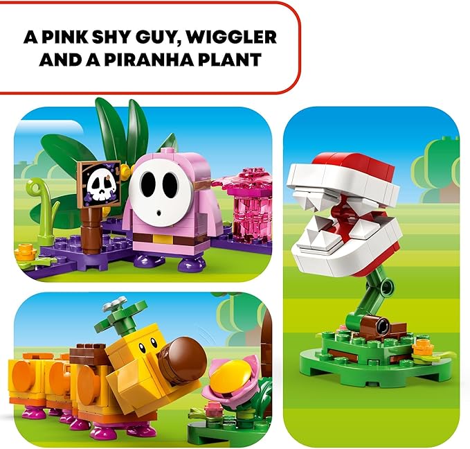LEGO Super Mario Soda Jungle Maker Set Customizable Nintendo Birthday Gift Mario Playset for Kids Pink Shy Guy and a Wiggler Jungle Toys for Boys Girls and Any Gamers Ages 7 and Up 71434