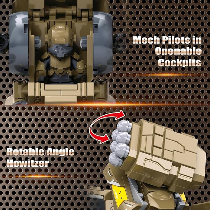 HIGH GODO Artillery Mech Robot Transforming Building Blocks Set for AdultsCity Warrior Justice Hero Soldier Mech Model Building Kit Cool Creative Robots Toys Gift for Teens 581 Pieces