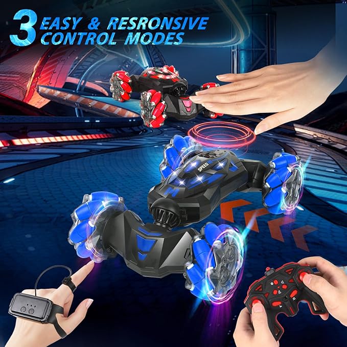 Remote Control Car Gesture Sensing RC Stunt Car 4WD Offroad for Rotating 2.4 Ghz Remote Control and Hand Controlled Twist CarsTransform RC Cars Toy Presents for Boys and Girls Age 6-13