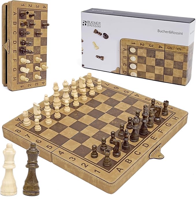 15 Inch Chess Set Magnetic Chess Borad Classic Chess Game Set with Pieces Storage for Family Game Night Ideal Chiristams Gift for Families