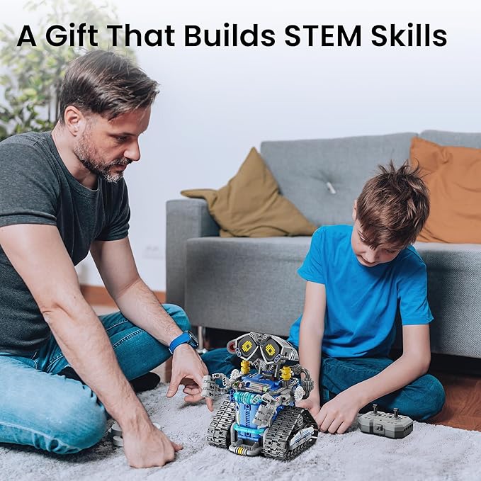 Sillbird STEM Robot Building Kit with Remote Control Gifts for Boys Ages 8-14 Buildable 5in1 Robotics Technic Coding Toy for Kids Birthday with 596 Pieces