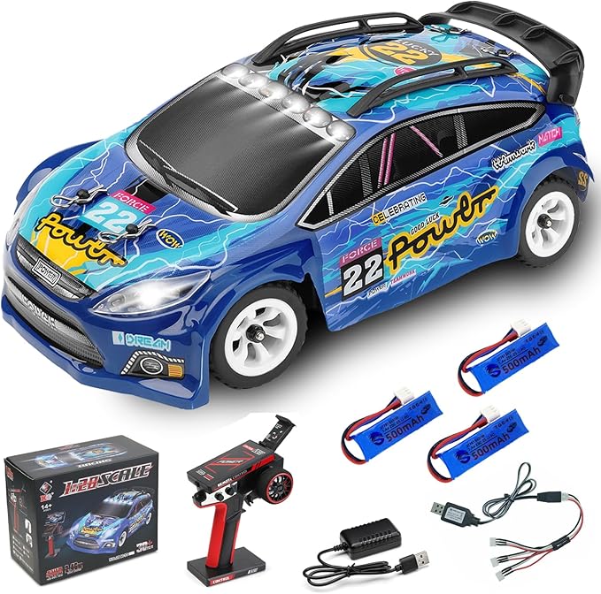 WLtoys 284010 1/28 Mini 4WD RC Drift Car 30km/h with 3 Upgraded 500mAh Batteries 2.4GHz V8 Remote &amp LED Lights for Adults