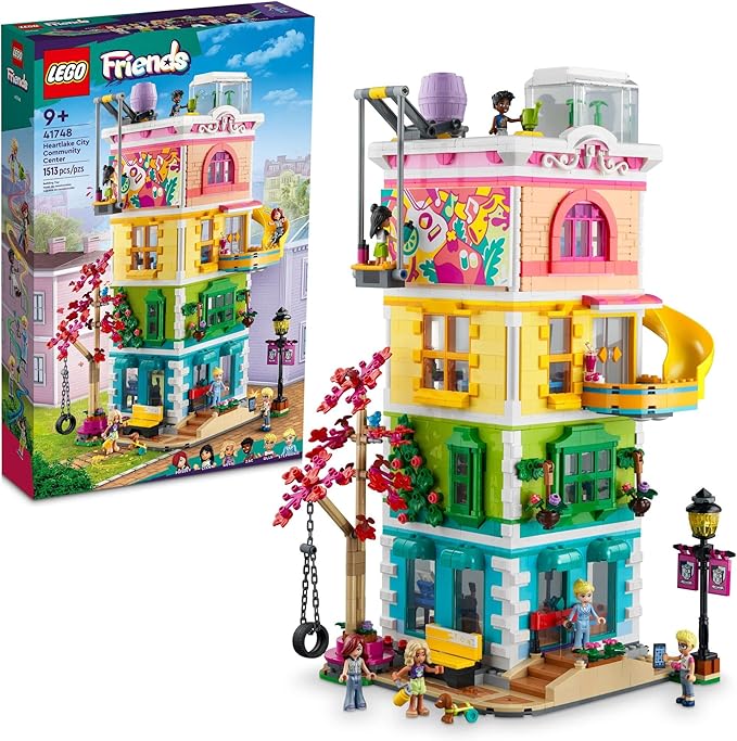LEGO Friends Heartlake City Community Center 41748 Building Toy Set Creative Challenge for Ages 9+ Includes 6 Mini-Dolls a Pet Dog and Lots of Accessories a Fun Gift for Kids who Love Role Play