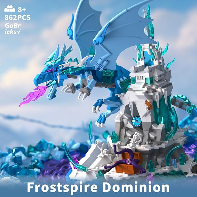 Frosted Dragon Toy Building Set Medieval Castle Buildings Blocks for Adult Teens Kids 8+ Boys Girls DIY Model Building Kits Home Office Decor Birthday 862PCS