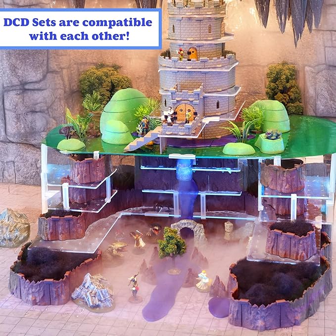 Dirt Cheap Dungeons Baron Castle Set - 451pc Modular Mega-Fortress Kit - 53ft of Linear Walls for 1 Grid TTRPG - D&ampD Pathfinder Daggerheart