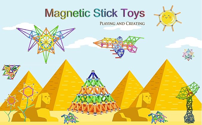 Veatree 160pcs Building Blocks Toys 2.3 Magnetic Sticks and Non-Magnetic Balls Set 3D STEM Game for Kids and Adults With Storage Bag