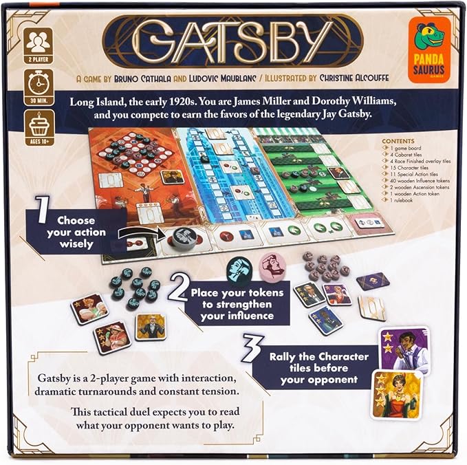 Gatsby Board Game - Duel for Influence in The Glamorous Roaring 20's Quick-Play Auction Strategy Game for Kids &amp Adults Ages 10+ 2 Players 30 Minute Playtime