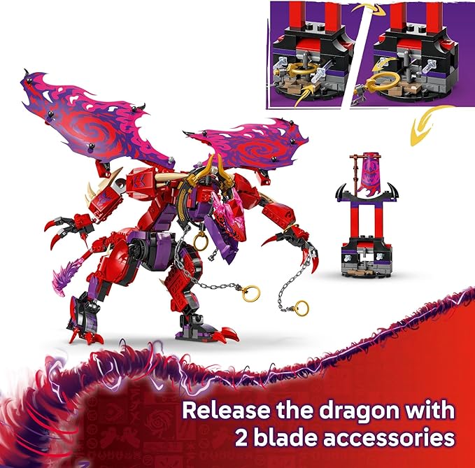 LEGO NINJAGO Thunderfang Dragon of Chaos Building Toy for Kids Ages 8+ - Dragon Rising Playset with 6 Minifigures and Poseable Figure - Birthday Gift Idea for Boys and Girls - 71832