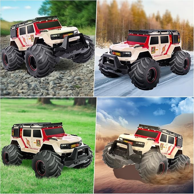 1:14 RC Police Car Waterproof Amphibious Remote Control Police Car for Kids with Siren Lights Boys Girls Age 6 7 8 9 10 11 12 Gift Present Toy(Yellow)