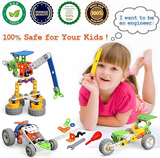 MOONTOY 11 in 1 STEM Kits Building Toys for Kids Ages 4-8 5-7 Stem Toys for 4 5 6 7 8 Year Old Boy Birthday Gift Educational Construction Set for Boys 4-6 6-8 5-8 Creative Learning Engineering Game