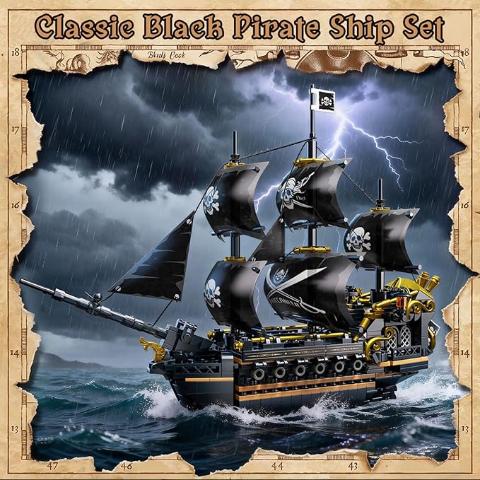 Pirate Ship Building Set for Boys &amp Adults Black Pearl Ship Toys Building Kit Collectible Pirate Boat Valentine Day Birthday Gift for Teens Kids Age 8 12 14+
