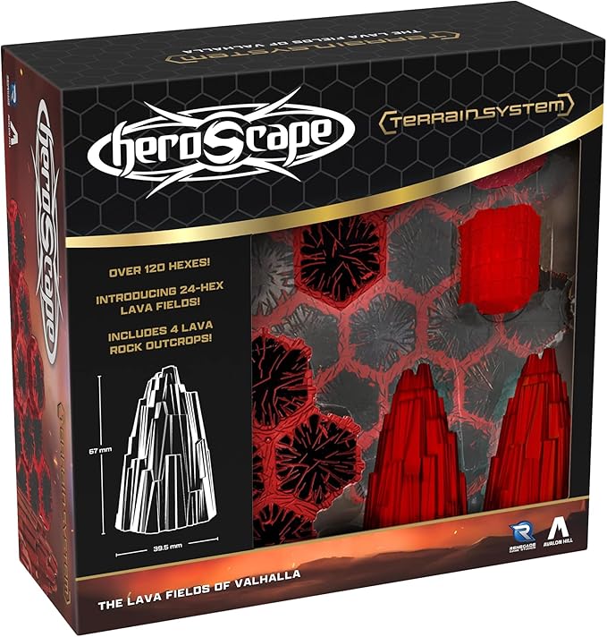 Renegade Game Studios Heroscape: Lava Fields of Valhalla Terrain Expansion 120+ Hex Tiles 4 Lava Rock Outcrop Pieces