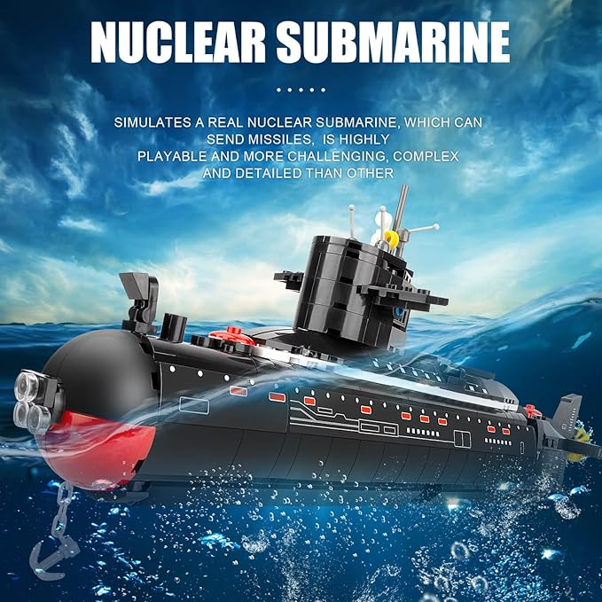 Finger Rock Nuclear Submarine Building Set WW2 Historical Military Series Submarine Model Set Collection Birthday Gifts Toy for Teens and Adults 14+ (519 Pieces)