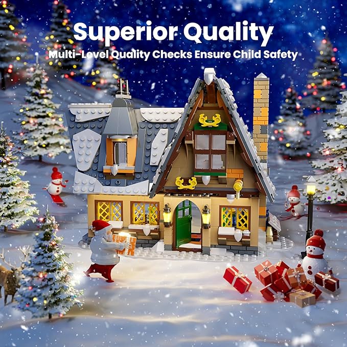 Mould King Retro Christmas Snow House Blocks Set Build a Winter Village with Family Holiday Cabin Collections Kit for Adults 2025 Xmas Decoration Gifts for 14+ and Adults 16049