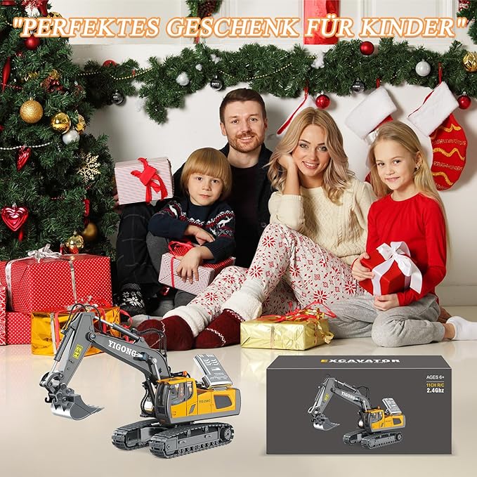 Remote Control Bulldozer - 11 Channel RC Dozer Front Loader Toy with Light and Sound - 1/24 Full Construction Vehicle Toys for Kids Age 6 7 8 9 10 and Up Years Old