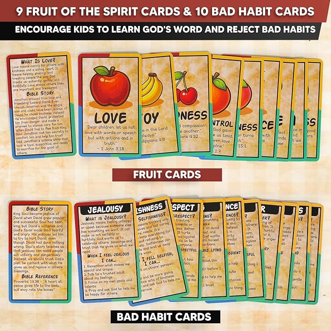 Garybank Bible River and Ladders Board Game for Kids Fruit of the Spirit Games with Christian Virtue Story Cards Bible Study Supplies for Sunday School Youth Group &amp Family Christmas &amp Eas
