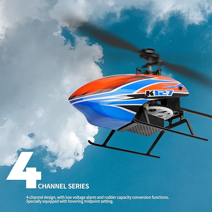 GoolRC RC Helicopter WLtoys XK K127 Remote Control Helicopter 4 Channel RC Aircraft with 6-Axis Gyro Altitude Hold One Key Take Off/Landing Easy to Fly for Beginners Include 3 Batteries