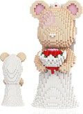 12.6 Bride Teddy Bear Blocks Building Bricks Set - Challenging DIY Micro Blocks for Adults Collectible Decor for Office &amp Bookshelf Screen-Free Stress Relief - Gift Idea Ages 14+
