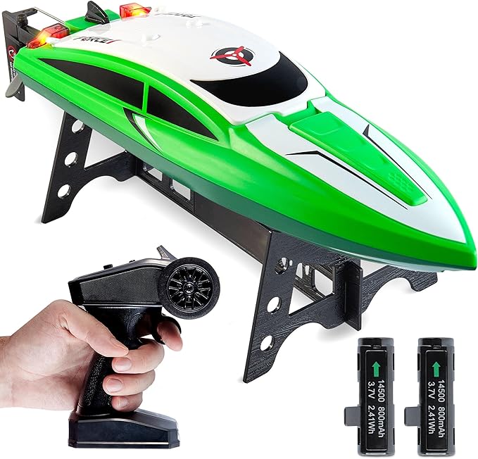 Force1 Velocity Green Fast RC Boat- Remote Control Boats for Adults and Kids Underwater Speed Racing Mini RC Toy for Pools and Lakes 2.4GHZ Transmitter 2 Rechargeable Batteries Low Battery Alert