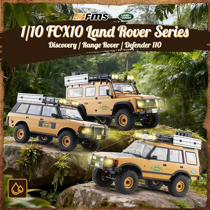 BEEZRC FMS 1/10 FCX10 RC Crawler Officially Authorized Land Rover Series Camel Trophy Edition RC Model 4WD RC Rock Truck 2.4Ghz Hobby Grade RC Off Road Vehicle for Adults RS (Discovery)