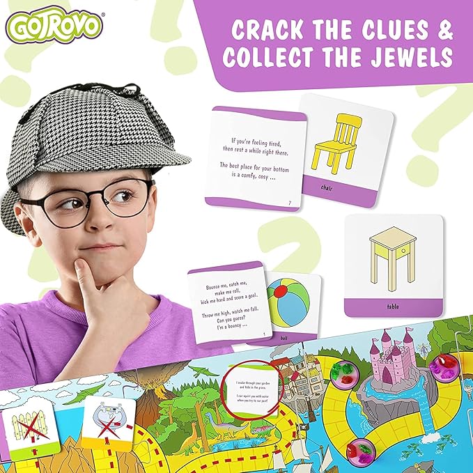 The Family Treasure Hunt Game! Indoor Adventure Board Game for Kids 4-8 Solve Clues Together to Find Jewels and a Surprise Gold Bar Reward – Great for Parties and Playdates