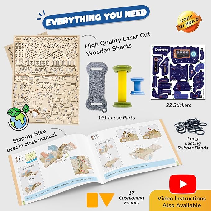 Smartivity DIY Robotic Mechanical Hand STEM Toy for Kids 8-14 Years Old | Parents Choice Award Winner I Birthday Gift for Kids | Engineering Kit for 8 9 10 11 12 13 14 Years Old Boys &amp Girls