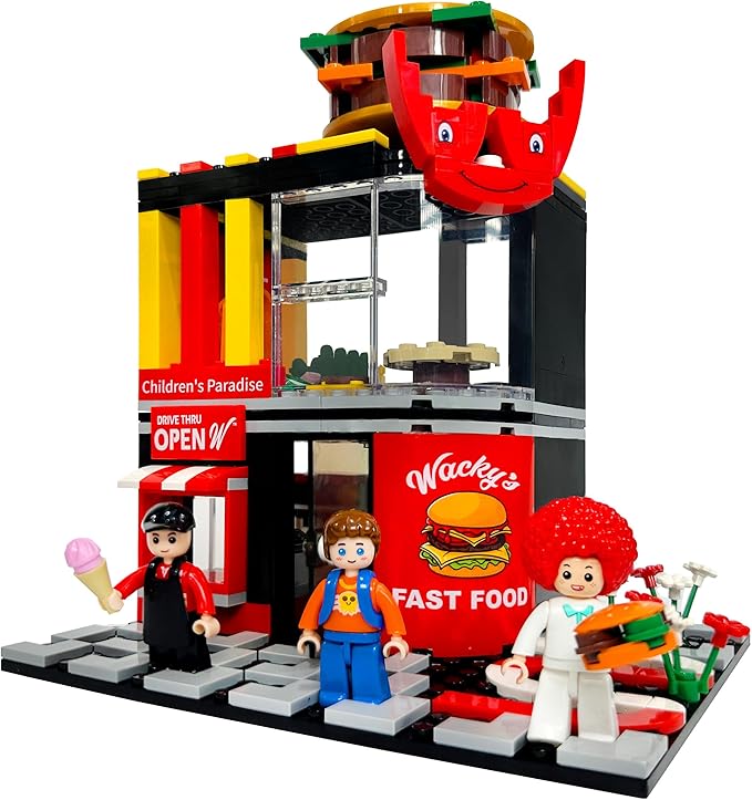 General Jim's Wacky Burger Modular Fast Food Burger Joint Restaurant Building Blocks Bricks Set