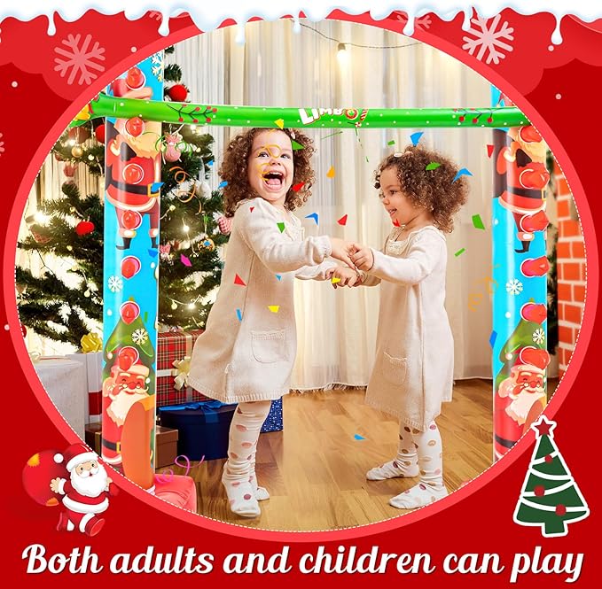 Threan 60 Inch Christmas Inflatable Limbo Xmas Party Game Limbo for Holiday Adults Fun Stick Toys for Christmas Birthday Indoor Outdoor Party Games Picnic Pool