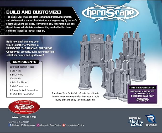 Renegade Game Studios Heroscape The Ruins at Laur's Edge Terrain Expansion Stackable Wall Pieces