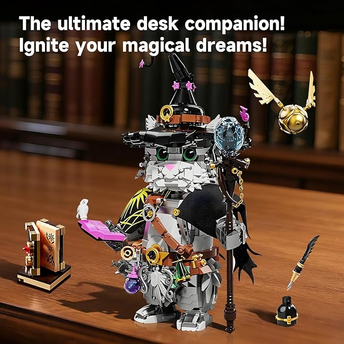 Cat Animal Building Set for Kids Collectible Magic Cat Model Toys Compatible with Lego Animal for Adults Creative Home Decor and Office Art Gifts Toys for Boys and Girls Aged 8+