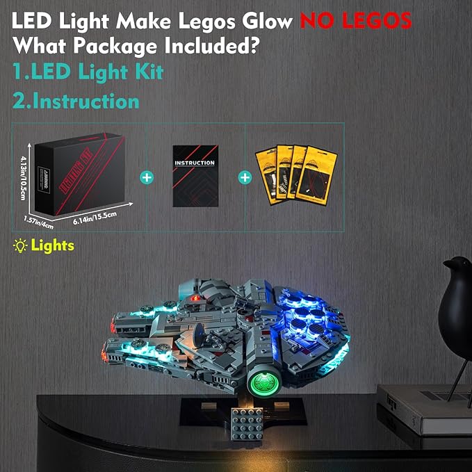 VONADO LED Light Kit Compatible with Lego Millennium Falcon 75375 - Creative Lighting Set Accessories