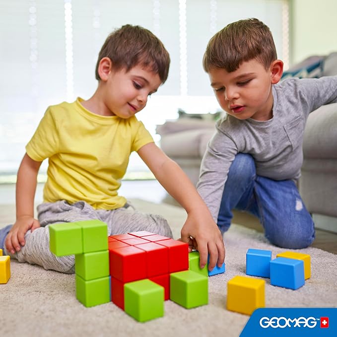 Geomag Magicube Magnetic Building Blocks for Toddlers Ages 1–5 Swiss-Made STEM Toy (24-Piece - Montessori)