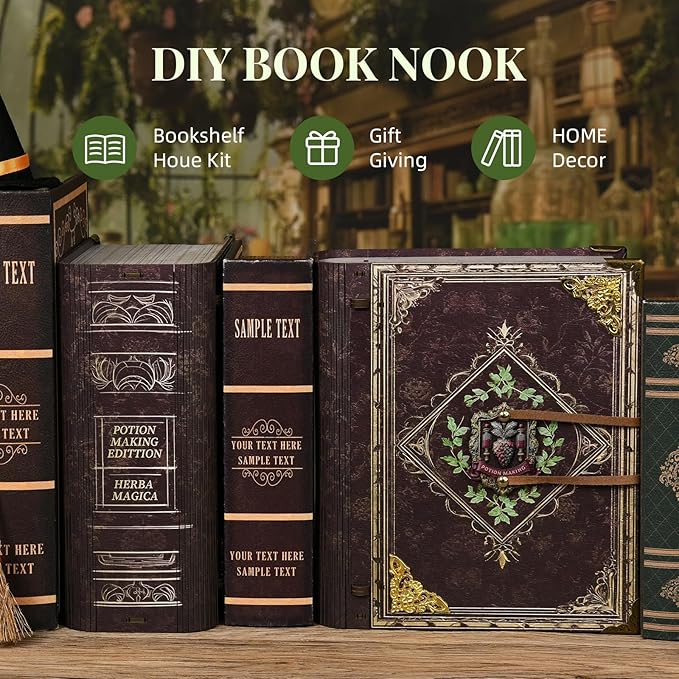 Book Nook KitTiny House Kits to Build to Live inDIY Wooden Crafts for Adults Mini Model Kits with LED Birthday and Valentine's Day Gift for Adults (Potion-Making Edition)