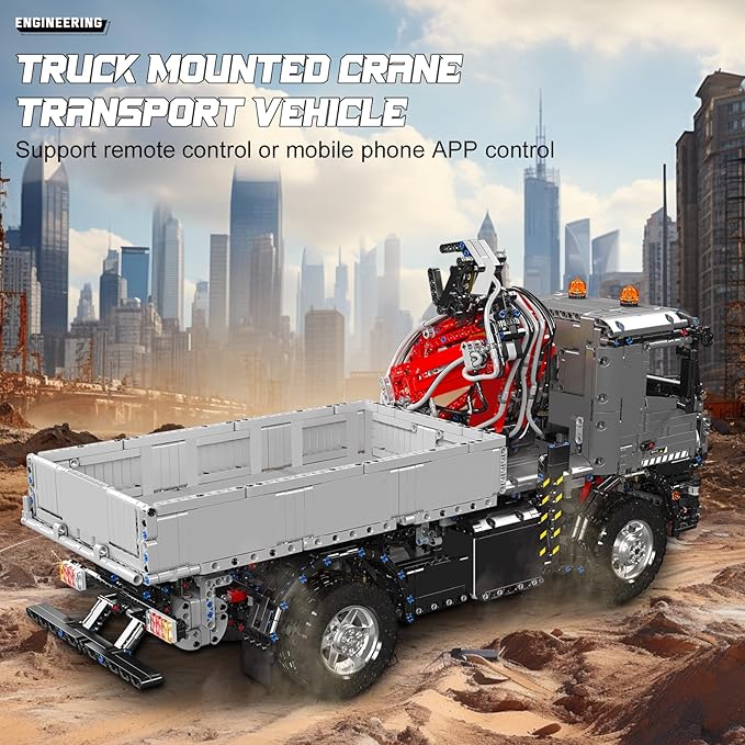 Mould King 19016 Truck Mounted Crane Building Set APP/Remote Engineering Truck Construction Kit City Mobile Crane Model Sets to Build for Age 14+/Adults Collections Enthusiasts (3767+ Pieces)