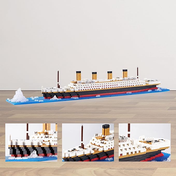World Famous Titanic Micro Building Block Set Cruise Ship Micro Bricks Model Kit for Adults Ages of 14+ - 1872 PCS Great Gift