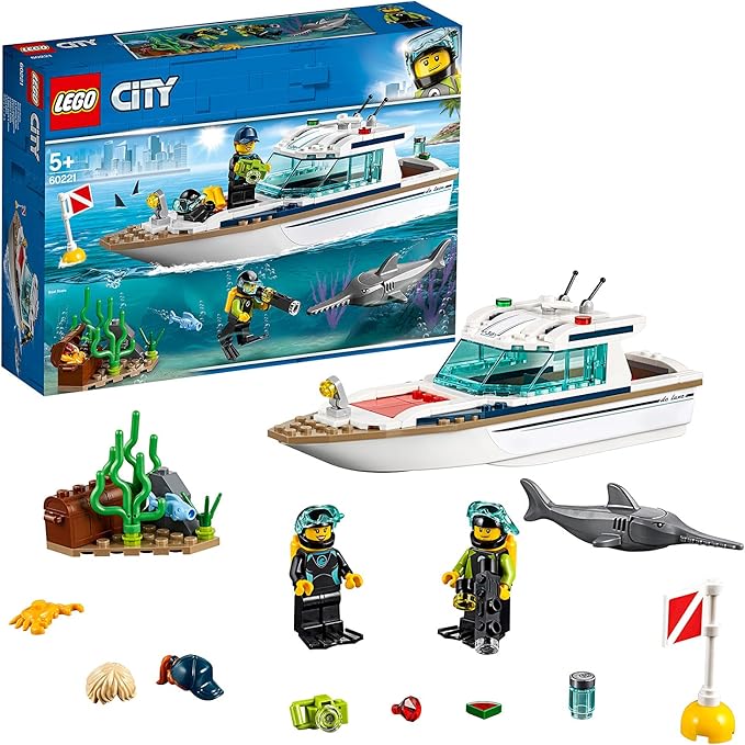 City Great Vehicles Diving Yacht Toy Boat Building Sets for Kids