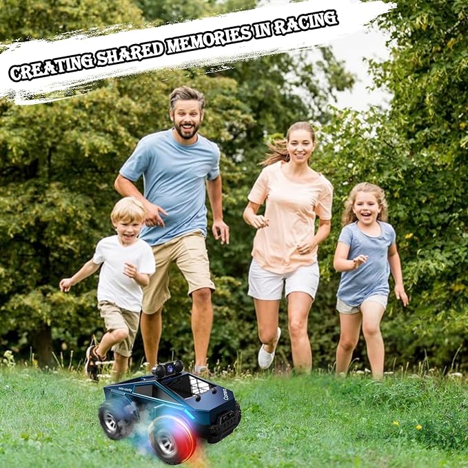1:28 Scale FPV Monster Truck RC Cars with 720P HD Camera 2.4GHz Remote Control Car All-Terrain Off-Road RC Truck with Body Light 2 Rechargeable Batteries Toy Gift for Kids Adults Boys