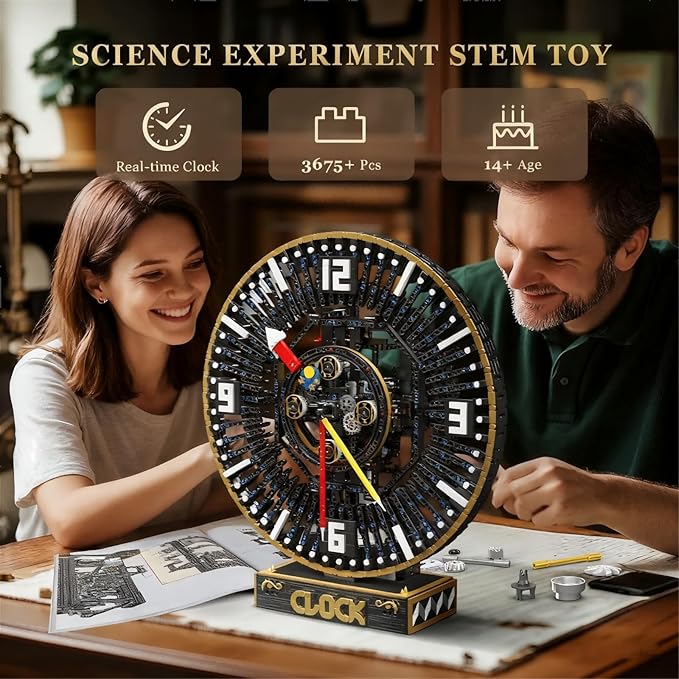 Mould King Cyberpunk Grand Clock Building Blocks Set 3675+ Pcs Real-Time Clock Model Kit with Mechanical Gears App Control Electric Building Model Kit Creative Gift Toys for Adults Teens