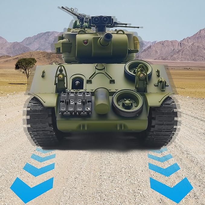 fisca Remote Control Tank 2.4Ghz 15 Channel 1/20 Sherman M4A3 Main Battle RC Tank that Shoot BBS Airsoft for Kids Age 10 11 12-16 Year Old