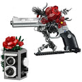 Gothic Revolver &amp Red Rose Building Block Set Micro Mini Camera Building Blocks Dark Romantic Guns and Petals Display Decor Creative Collectible Gifts for Adults Teens 14+