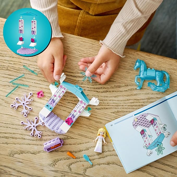LEGO Disney Princess Elsa and The Nokk’s Ice Stable Building Toy 43209 Disney Frozen Toy with Buildable Toy Horse Figure and Mini Doll Starter Bricks for Kids Age 4+ Great Gift for Girls and Boys