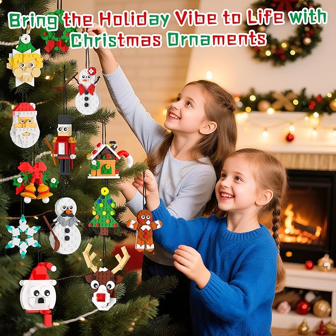 Nubee Christmas Ornaments Building Kit Christmas Tree Wreath Santa Snowman Gingerbread Reindeer Nutcrackers Snowflake 13-in-1. Stocking Stuffers Decor Toys Gifts for Boys Girls Kids.
