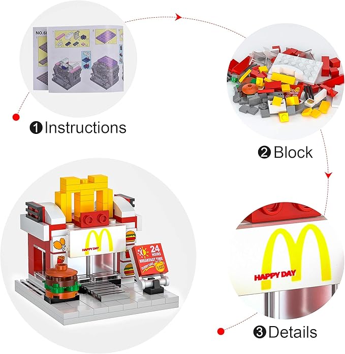 8 Packs Mini City Shop Street View Building Blocks KitMOC Construction Creative Educational Kit with Hair Salon &amp Café StoreGirls Boys Dream Toy SetChristmas Birthday Party Favors for Kids