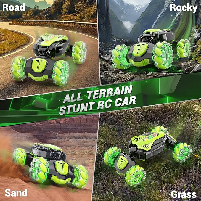 Gesture Sensing Remote Control Stunt Car - Boys Toys Age 6-8-12 4WD Hand Controlled RC Twist Car with Light &amp Music Cool Birthday Presents and Ideas Gifts for Kids Age 3 4 5 6 7 9 10 11 12 Years