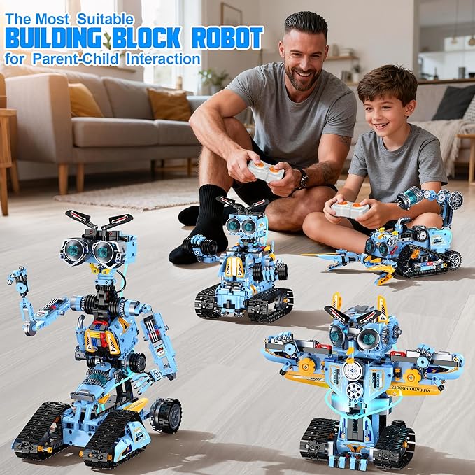 zinat 4-in-1 STEM Robot Building Kit with Remote Control Multiple Robot Designs Educational DIY Blocks Toy Birthday for Kids 6-14 &amp Adults - 824Pcs